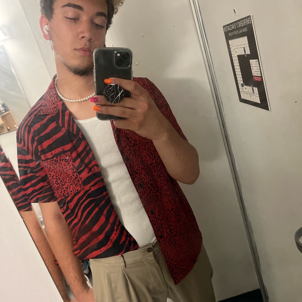 Red Multi-Patterned Button Down